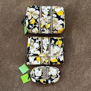 Three piece Vera Bradley cosmetic & jewelry cases